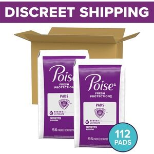 Poise Incontinence Pads 6-Drop Absorbency, Postpartum Bladder Leaks, 112 Count